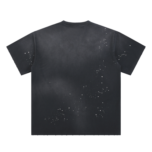 Rogue Face Tee — Hand-Frayed Sunfade Paint Splatter